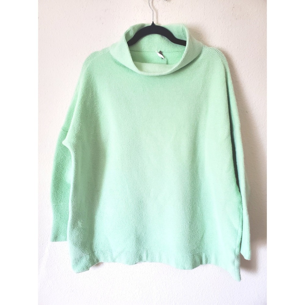 Free People Ottoman Slouchy Tunic Sweater AGreen Mock Neck OB432957 Large - Picture 2 of 16